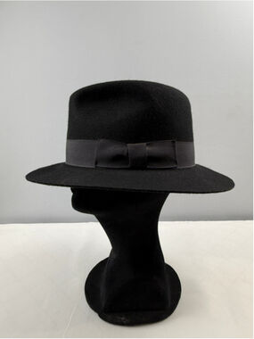 Country Gentleman Frederick Black 100% Wool Felt Fedora Hat Size Medium